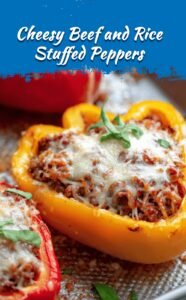 Cheesy Beef and Rice Stuffed Bell Peppers
