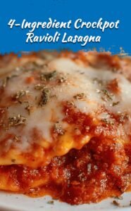 Easy Crockpot Ravioli Lasagna with 4 Ingredients