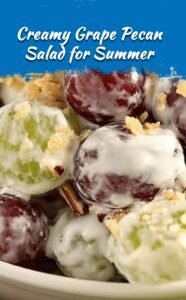 Sweet Creamy Grape Salad with Pecans
