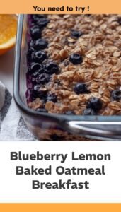 Blueberry Lemon Baked Oatmeal Breakfast Delight