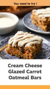 Carrot Oatmeal Bars with Cream Cheese Glaze
