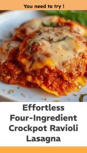 Easy Crockpot Ravioli Lasagna with 4 Ingredients