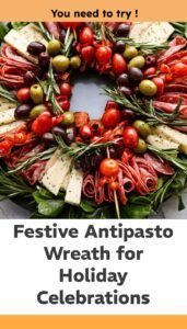 Festive Antipasto Wreath for Holiday Parties