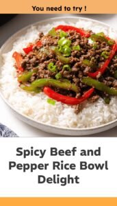 Spicy Asian Beef and Pepper Rice Bowls