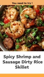 Spicy Shrimp and Sausage Dirty Rice Dish
