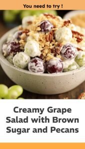 Sweet Creamy Grape Salad with Pecans